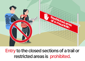Entry to the closed sections of a trail or restricted areas is prohibited.